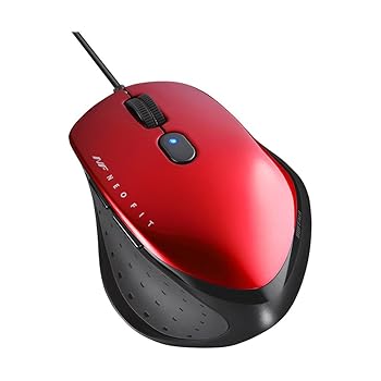 【中古】バッファロー BUFFALO 有線 BlueLED 5ボタン ネオフィットマウス Mサイズ レッド BSMBU515MRD