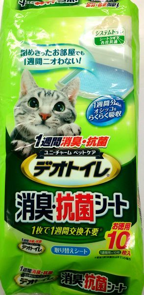 売れ筋】 ユニチャーム1週間消臭 消臭シート 10枚入り 抗菌デオトイレ 取りかえ専用 猫用品