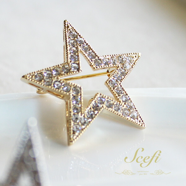 楽天市場】スター 星 STAR ブローチ ゴールド ラインストーン シンプル