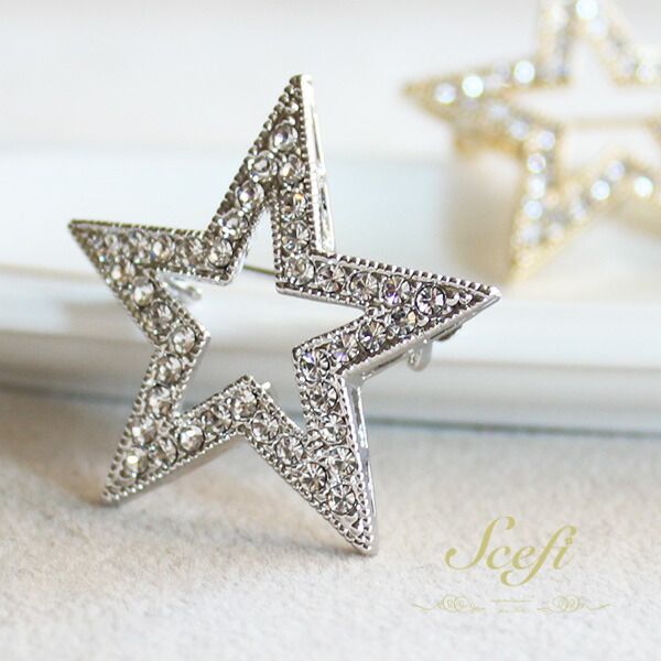 楽天市場】スター 星 STAR ブローチ ゴールド ラインストーン パヴェ