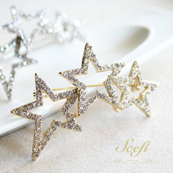 楽天市場】スター 星 STAR ブローチ ゴールド ラインストーン パヴェ