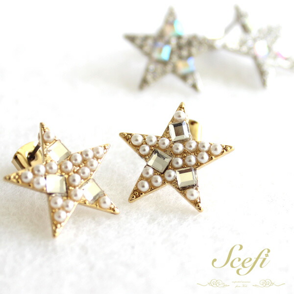 楽天市場】淡水 パール ピアス 星型 スター金具 K18 K14WG ホワイト系