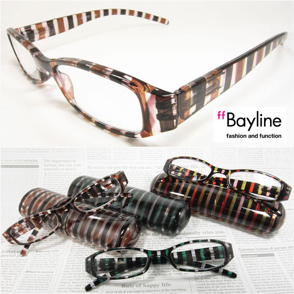 楽天市場】【SALE】 Bayline リーディンググラス ストライプ チェック柄 クリアプラスチックケース 老眼鏡 おしゃれ レディース シニアグラス  ギフト : アクセサリーシェフィ