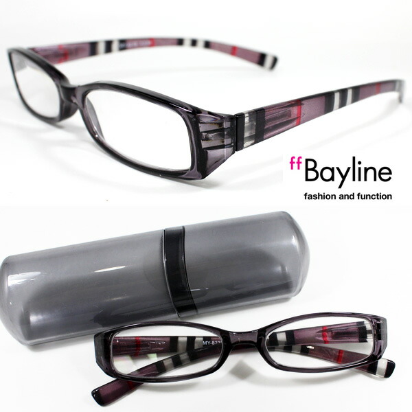 Sale Bayline ベイライン リーディンググラス テンプルストライプ