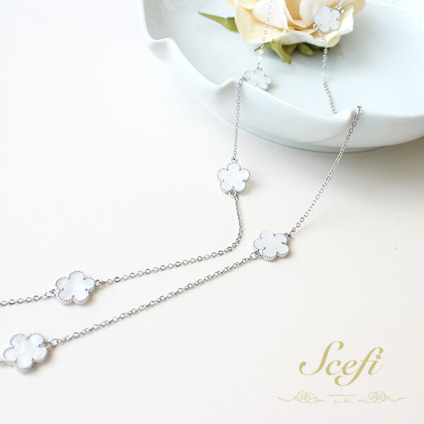 楽天市場】ロングネックレス 黒 フラワー シルバー ブラック モダン 5