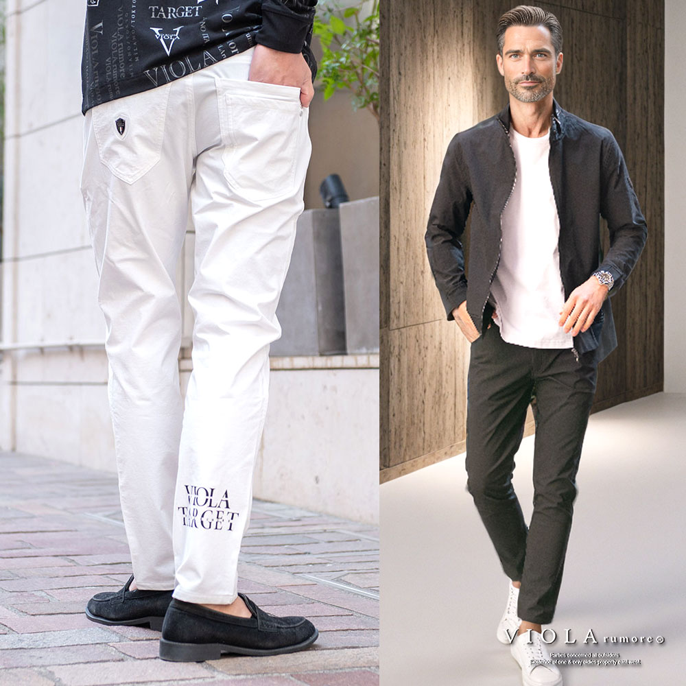イケオジ ちょい悪 オヤジ ミスタ―ジョージ ダンディ 40代 50代 ファッション おしゃれ テーパードパンツ メンズ ゴルフパンツ ストレッチパンツ ポケットパンツ ストレッチ VIOLA ヴィオラ ビオラ ポケット付き ロゴ エンブレム タイト 伸縮性 ブラック 黒 大人 男 服 春