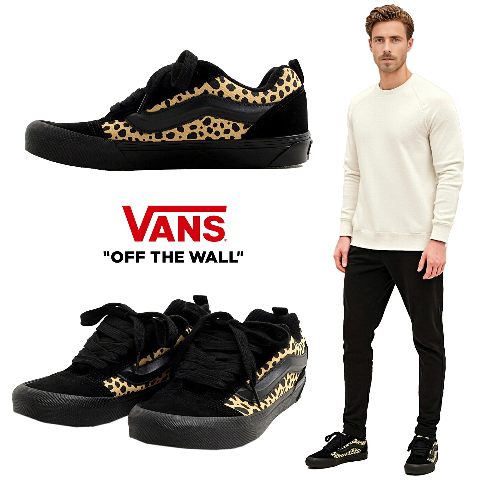 イケオジ ミスタージョージ VANS バンズ ヴァンズ スニーカー メンズ ブランド KNU SKOOL ニュースクール vn000d6zezi スケートシューズ おしゃれ 靴 くつ クツ シューズ レザー ダルメシアン柄 ス