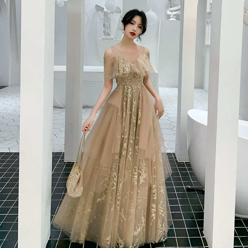 楽天市場】カラードレス 編み上げ パーティードレス フォーマルドレス