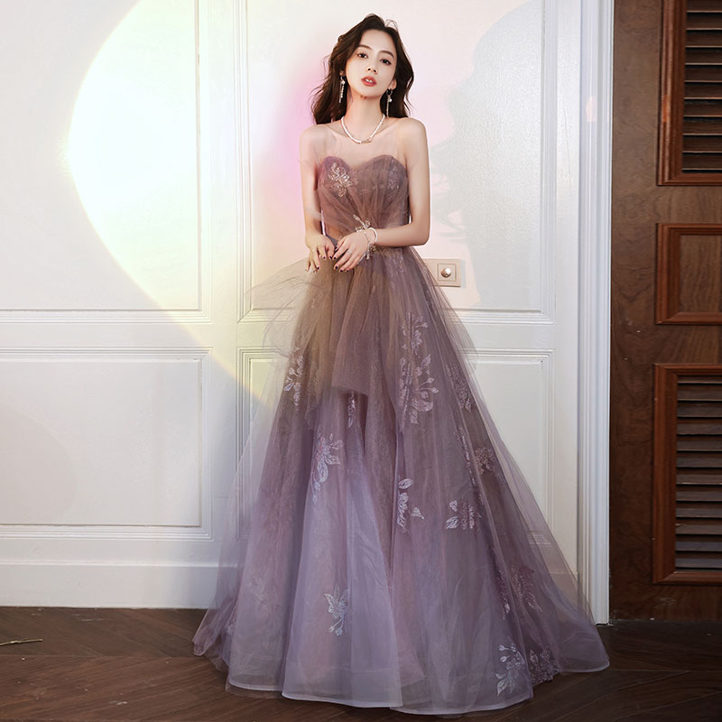 デコルテの薔薇が美しいバイカラーのベア イブニングドレス デコルテの薔薇が美しいバイカラーのベア イブニングドレス デコルテの