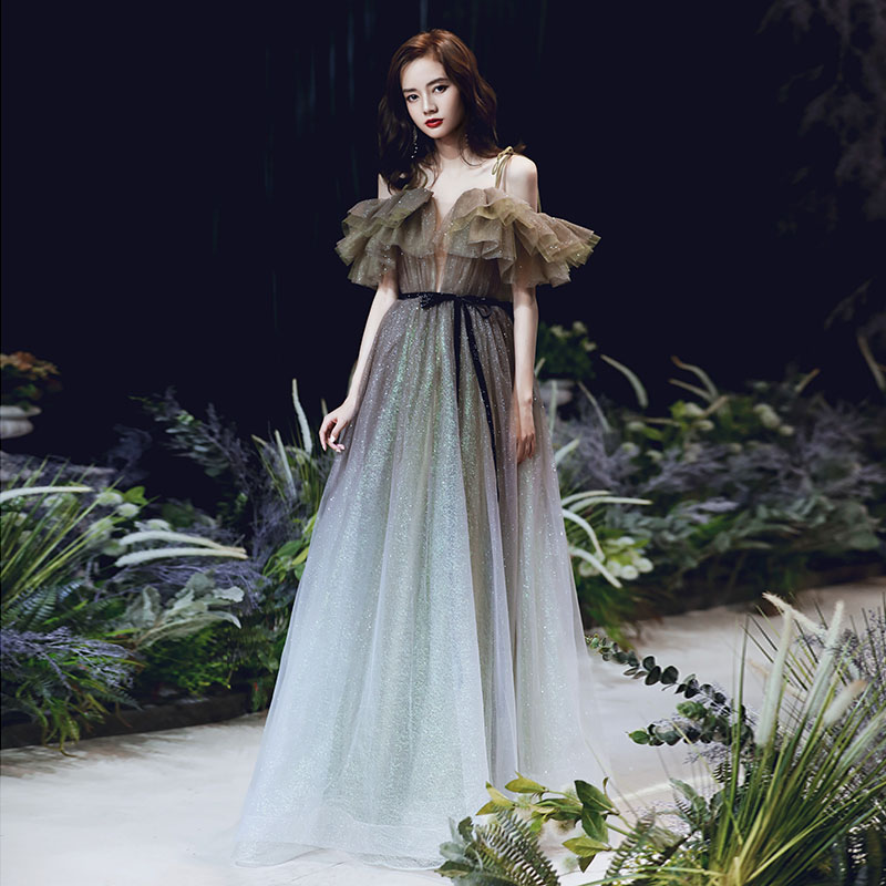 ウェディングドレス 刺繍カラードレス グリーン 最 安値 価格