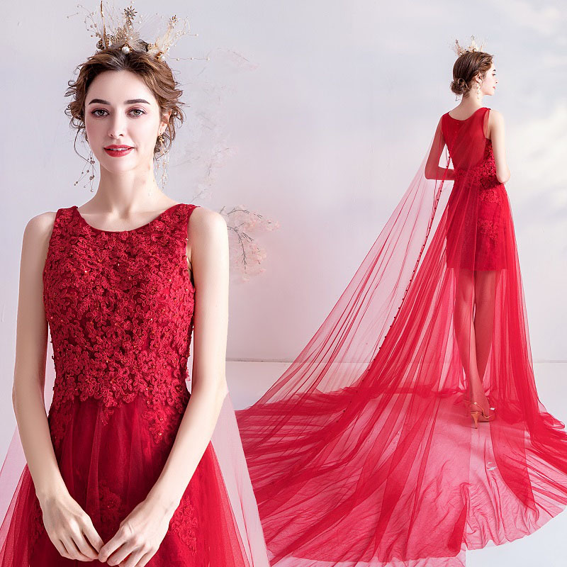 冬バーゲン ロングトレーン 刺しゅう コンサート カラードレス 演奏会 ウェディングカラードレスレッド ノースリーブ ドレス ステージ衣装 二次会 プリンセスライン ウェディングドレス 披露宴 ロングドレス 発表会 結婚式 ウエディングドレス Www Williamssound Com