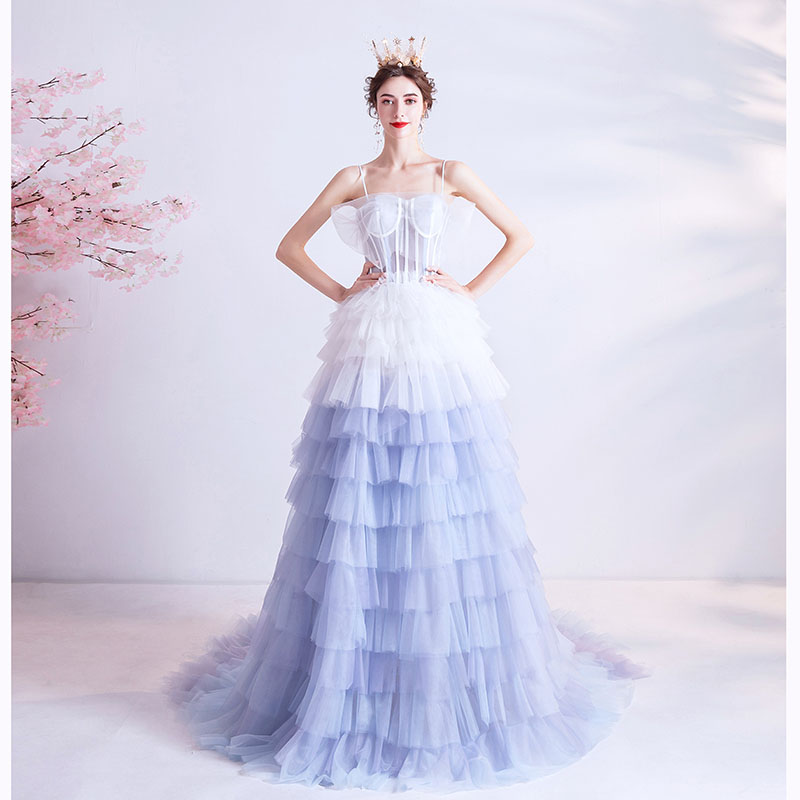 驚きの安さ カラードレス 花嫁 二次会ドレス 吊りスカート ワンピース イブニングドレス ブルー お嬢様 ウェディングドレス 演奏会用ロングドレス 結婚式 ワンピース パーティードレス 披露宴 演奏会 ステージ衣装 コンサート 刺繍 編み上げ New限定品 Inquiport Net