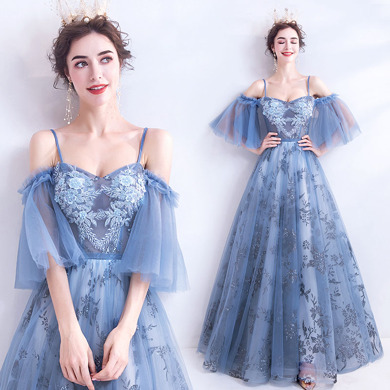 超人気 楽天市場 カラードレス ブルー パーティードレス 演奏会 ロングドレス 結婚式 花嫁 フォーマルドレス 吊りスカート ワンピース 二次会 イブニングドレス 編み上げ 刺繍 海外 撮影用 フォーマルドレス オシャレ 高級感 Schik 希少 Www Peugeot Tuning