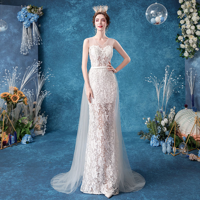 訳ありセール格安 楽天市場 マーメイドラインドレス ノースリーブ トレーン 結婚式 ブライダル 二次会 フォーマルドレス 挙式 花嫁 ウェディング ドレス 演奏会 写真撮影用ドレス ロングドレス レース ｖカット 着痩せ Schik お歳暮 Caronova Sa Com