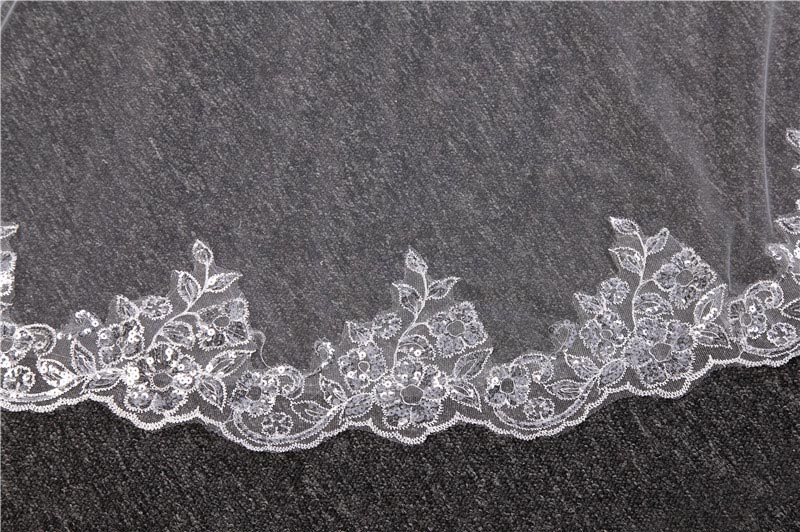 幸せのウェディング3メートルマリアベール超ロング夢のウェディング刺繍付きスパンコール付き豪華ウェディングベール花嫁結婚式披露宴ふわふわロマンティックオフホワイトプリンセス優雅ビンテージ海外撮影旅行結婚撮影道具