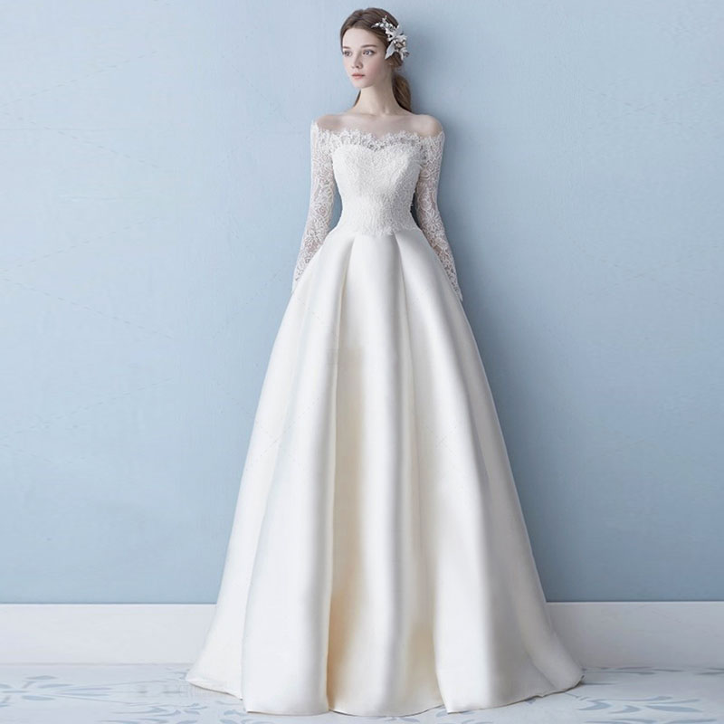 楽天市場 長袖 ウエディングドレス Aラインドレス 挙式 Wedding Dress 花嫁 ウェデイング ロングドレス 二次会 ブライダル ロングドレス 結婚式 ａライン レディース ロングドレス Schik