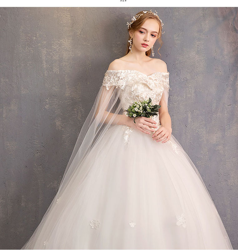 ウェディングドレス ブライダルドレス ウエディングドレス オフショルダー 結婚式 ワンピース フォーマルドレス 袖あり 編み上げ 刺繍 海外 撮影用 花嫁 パーティードレス ロング トレーン お姫様ドレス 披露宴 ドレス Cgco Org