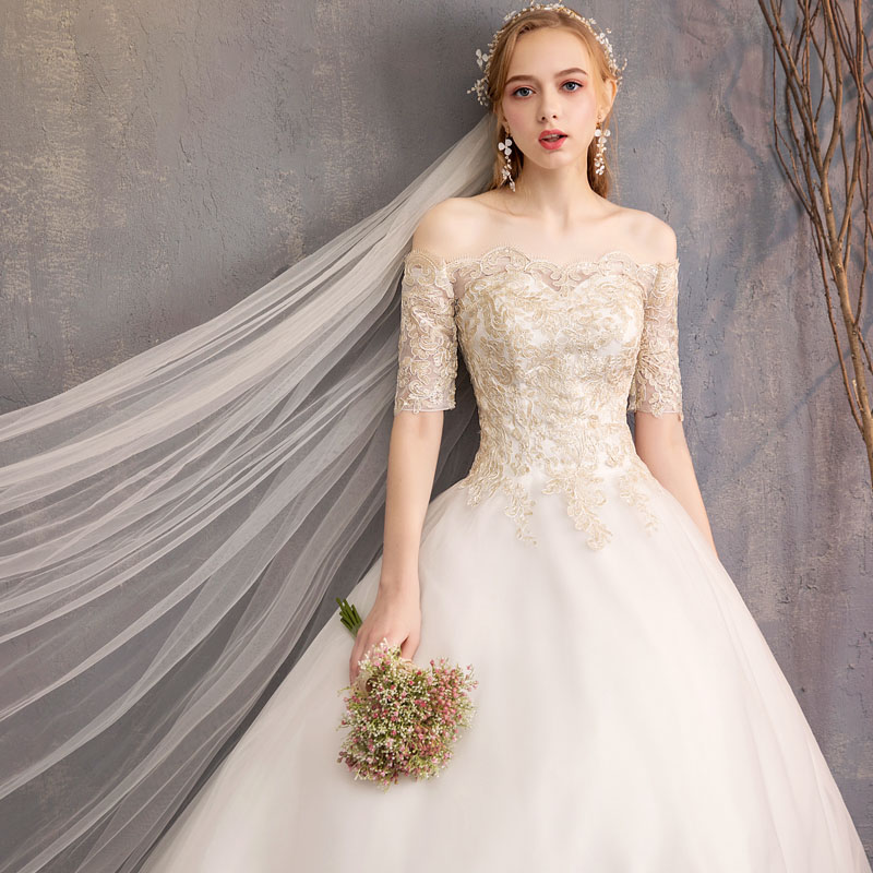 正規激安 楽天市場 ウェディングドレス ウエディングドレス 結婚式 ワンピース オフショルダー ロングトレーン ブライダルドレス 袖あり 編み上げ 刺繍 海外 撮影用 花嫁 パーティードレス ロング フォーマルドレス お姫様ドレス 披露宴 ドレス Schik 珍しい Advance