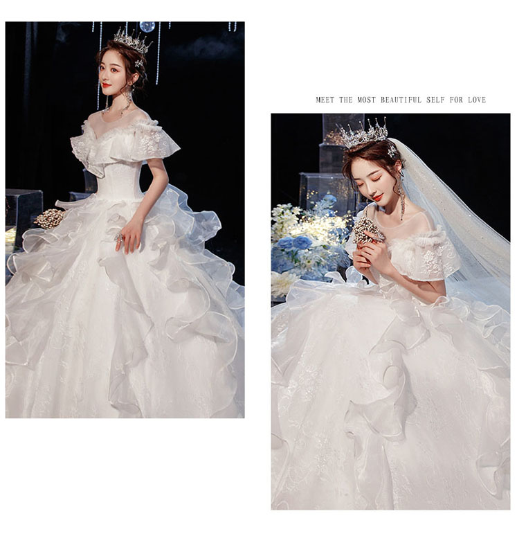 ウェディングドレス ブライダルドレス フォーマル 可愛い花嫁ドレス フリルボリュームドレス ロングトレーン 袖あり ウエディングドレス 結婚式披露宴演奏会ドレス 海外挙式 旅行海撮影ワンピー Painfreepainrelief Com