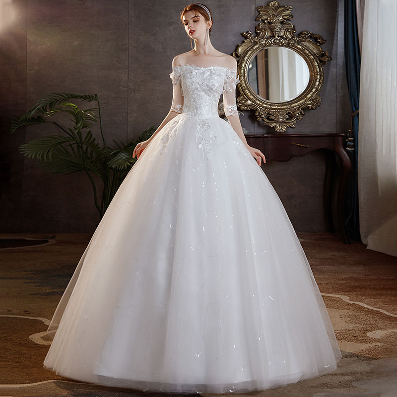 超目玉 ウェディングドレス ウエディングドレス カラードレス プリンセスライン オフショルダー ウエディングドレス 花嫁 二次会 結婚式 披露宴 ドレス ロング 袖あり 七分袖 五分袖 ウエディングドレス ロングドレス 前撮り 後撮り 結婚式 ブライダルドレス レース