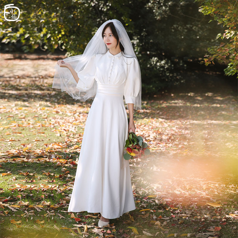 高級感 ワンピース ビーチフォト後撮り フォーマルドレス Wedding 結婚式 ウェディングドレス 成人式 二次会 花嫁 七分袖 五分袖 パーティードレス セミオーダー 海外挙式 ドレス 海外挙式 Dress ブライダル ウェディングドレス 花嫁 前撮り ドレス ロングドレス 二次会