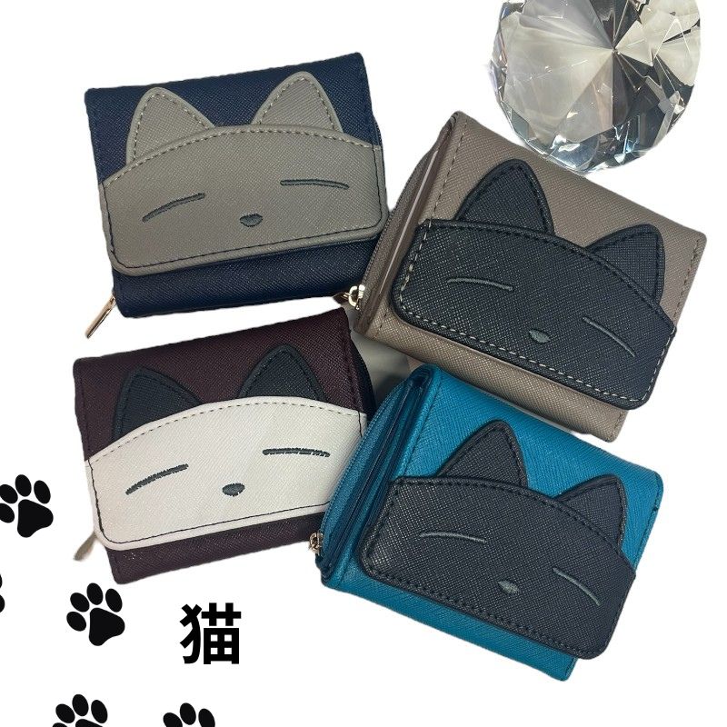 Ｂ*Ｐ様 刺繍ミニ財布　バットマン&キャットウーマン　ネイビー　三つ折り 刺繍ミニ財布 バットマン＆キャットウーマン NAVY | tamaobazaaar