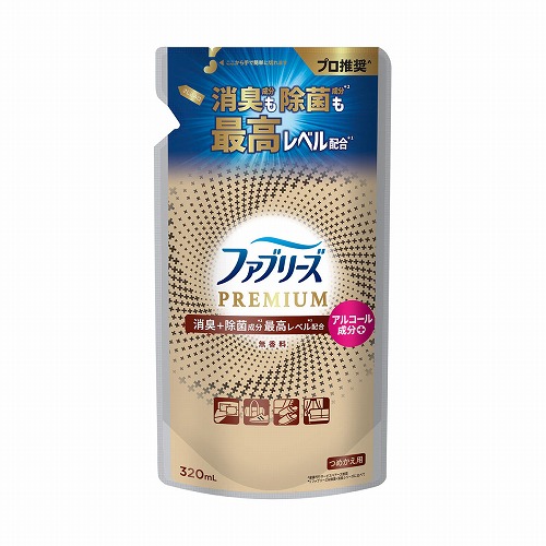 【ケース販売】【１ケース２４個入】Ｐ＆Ｇ　ファブリーズＷ除菌＋消臭　プレミアム　無香料　つめかえ　３２０ｍＬ（芳香・消臭剤）