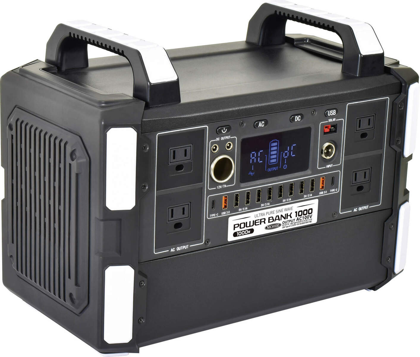 NICHIDO/日動工業 ポータブル電源 パワーバンク1000 LPE-R1000L  リフェバッテリー DC12V AC100V USB 1000W 内装工事 農作業 車中泊 防災 アウトドア キャンプ ビニールハウス