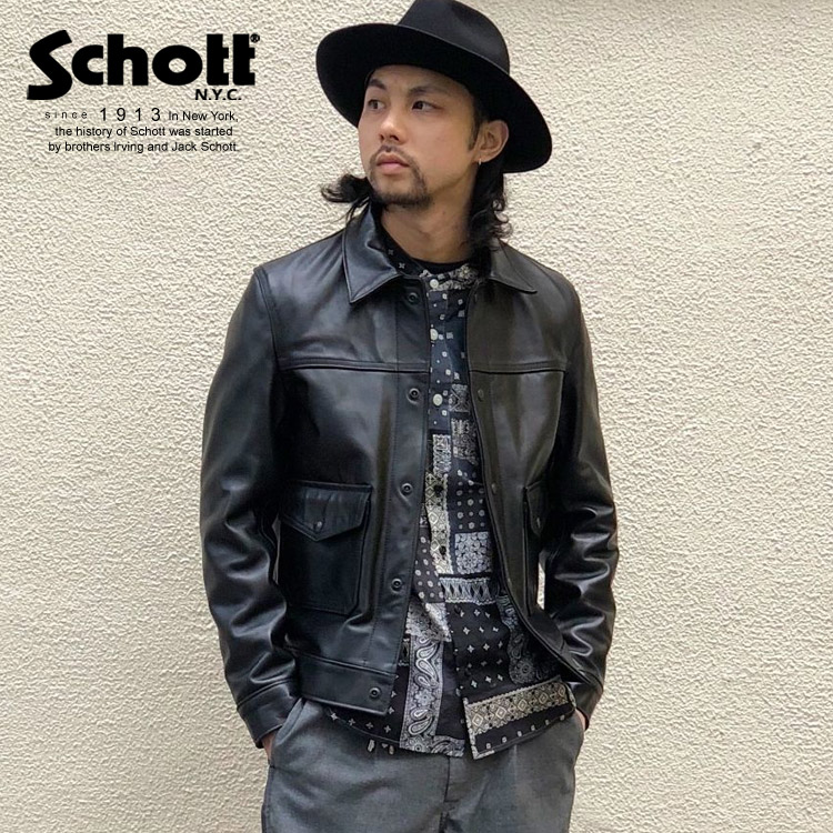 楽天市場 Schott ショット 公式通販 70年代のワークジャケットやデニムジャケットからインスパイアされたレザージャケットnaked Cow G Jacket ネイキッドカウ Gジャケット 革ジャン 本革 1us Schott