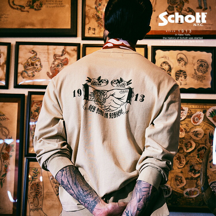 Schott/ショット 公式通販 |SHAKEHAND HENLEY LS T-SHIRT/シェイクハンド ヘンリーロンT