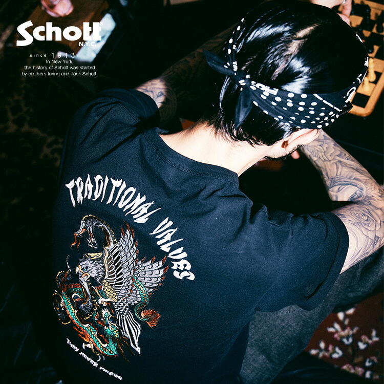 Schott/ショット 公式通販 |BATTLE ROYALE EMB. T-SHIRT/バトル ロワイヤル 刺繍 Ｔシャツ