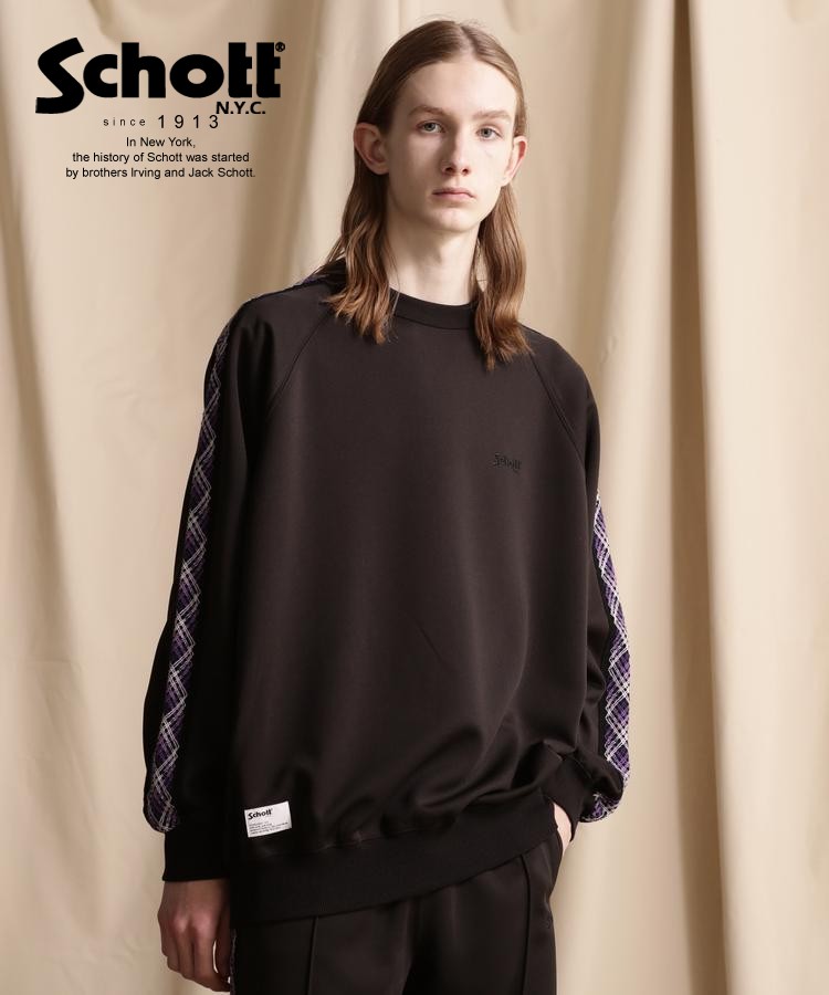 ★SALE |Schott/打つこと 堅苦しさ通信販売 |TAPING JERSEY CREW SWEAT/テーピング ティーシャツ クルースウェット