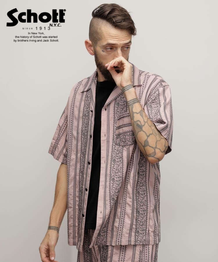 Schott アロハ セットアップ　サーモンピンク men's FUDGE