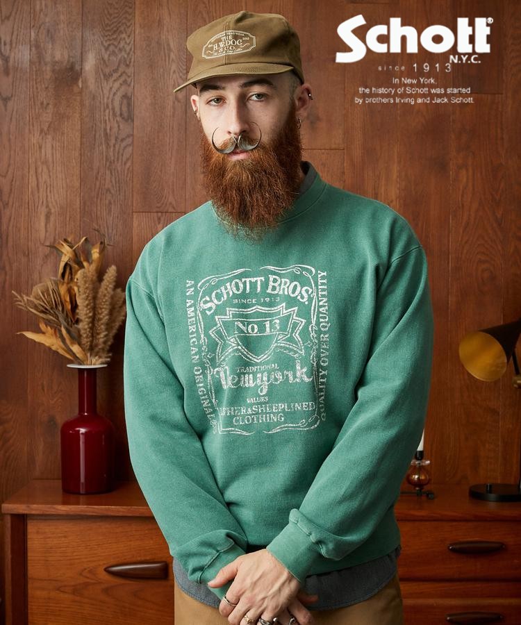 ★SALE|Schott/打つこと 堅苦しさ通信販売 | SQUARE LOGO CREW  SWEAT/真四角ロゴタイプ クルースウェット※大売り出し品につき取り替えっこ返品不可