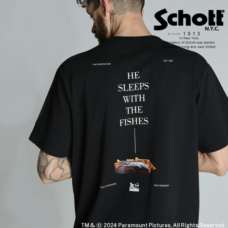 ★SALE|Schott/打つこと 堅苦しさ通信販売 |The Godfather/ゴッドファーザー/T-SHIRT SLEEPS WITH THE FISHES ※大売り出し品につき取り替えっこ返品不可