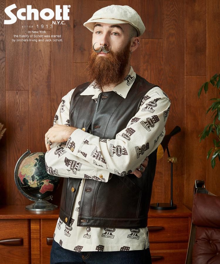 楽天市場】Schottショット 193V LEATHER VEST レザーベスト 782