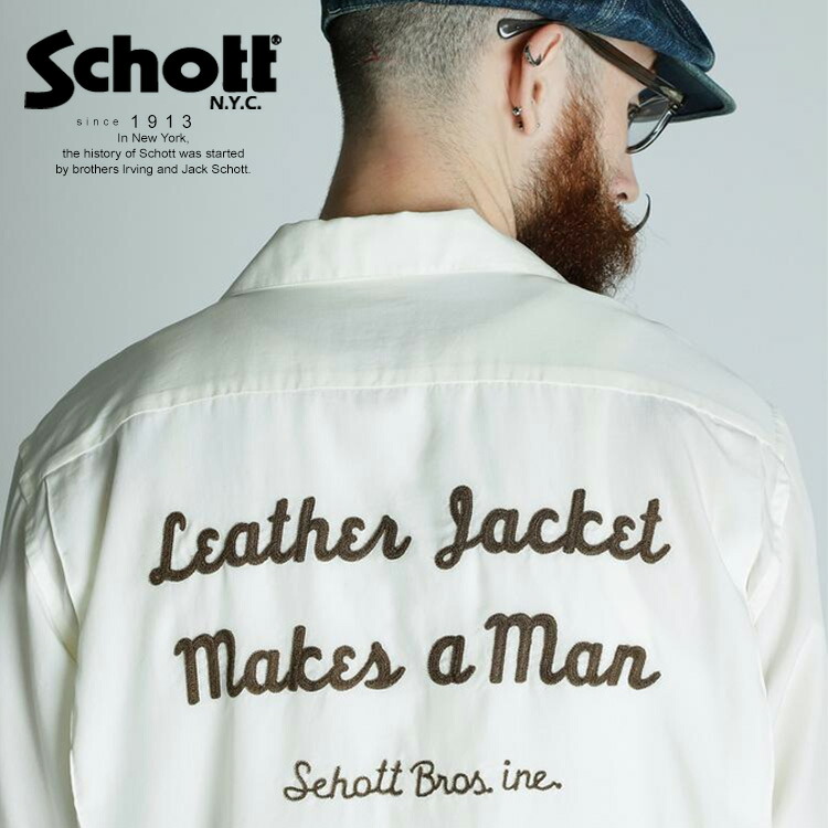 ★SALE|Schott/ショット 公式通販 |BOWLING SHIRT&rsquo;LEATHER JACKET MAKES A MAN/ボーリングシャツ レザージャケット メイクス ア マン ※セール品につき交換返品不可｜Schott