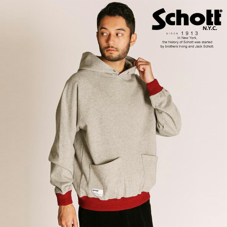 ★SALE|Schott/打つこと 堅苦しさ通信販売 |2TONE HOODED SWEAT/2音の高低 パーカー※大売り出し品につき取り替えっこ返品不可