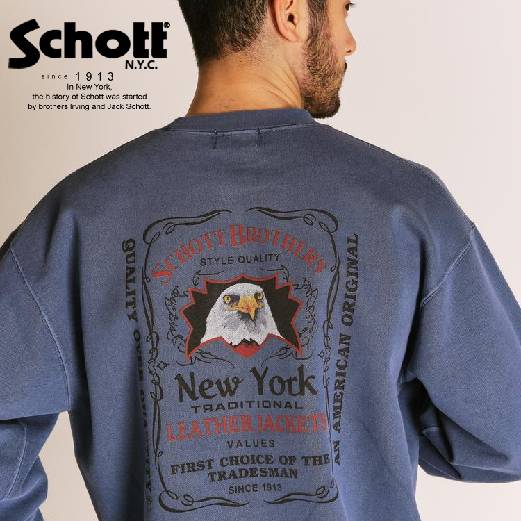 ★SALE|Schott/打つこと 堅苦しさ通信販売 | PIGMENT EAGLE CREW SWEAT/絵の具 イーグルクルースウェット ※大売り出し品につき取り替えっこ返品不可