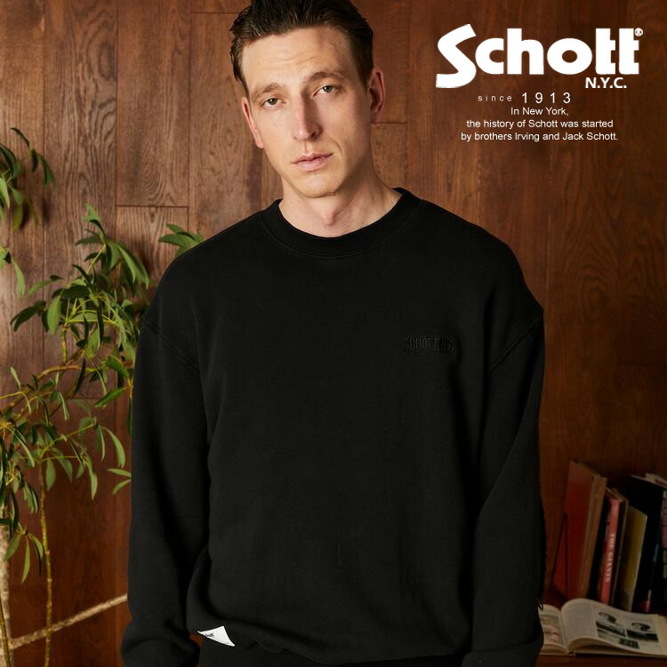 ★SALE|Schott/ショット 公式通販 | LEATHER ELBOW PATCH SWEAT/レザー エルボーパッチ スウェット ※セール品につき交換返品不可