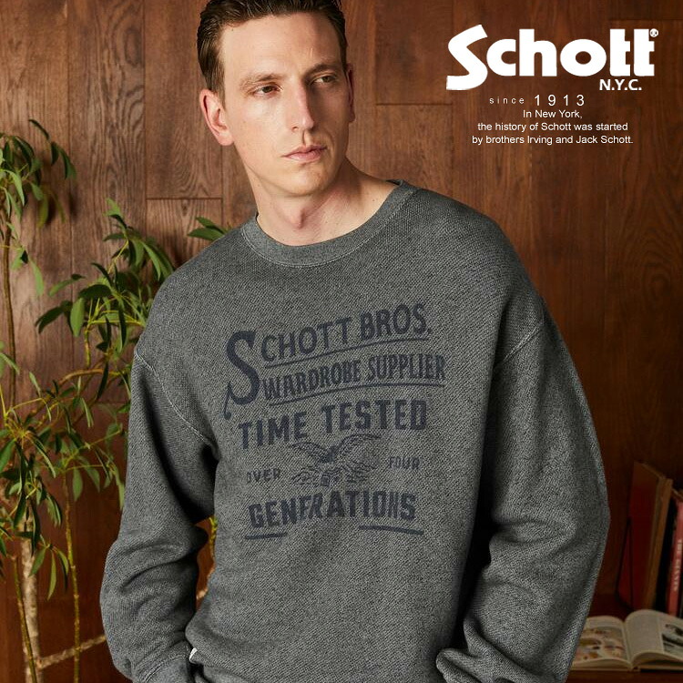 Schott/ショット 公式通販 |SALT AND PEPPER CREW SWEAT TIMETESTED FOUR GENERATIONS