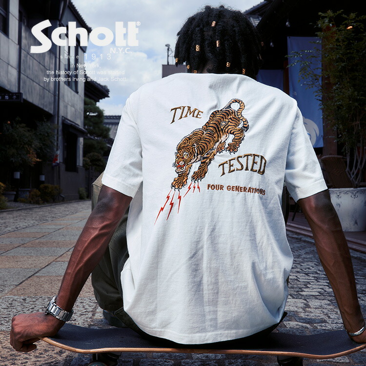 Schott/ショット 公式通販 |EMB. TIGER T-SHIRT/タイガー刺繍 Tシャツ