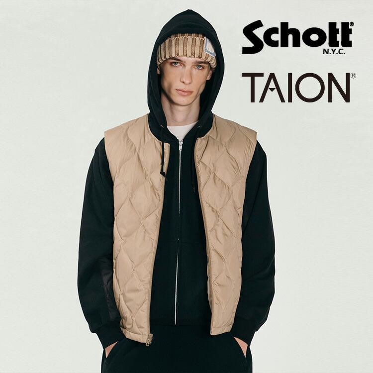 Schott ダウンベスト ブラック 42(XL) 2way Schott ダウンベスト