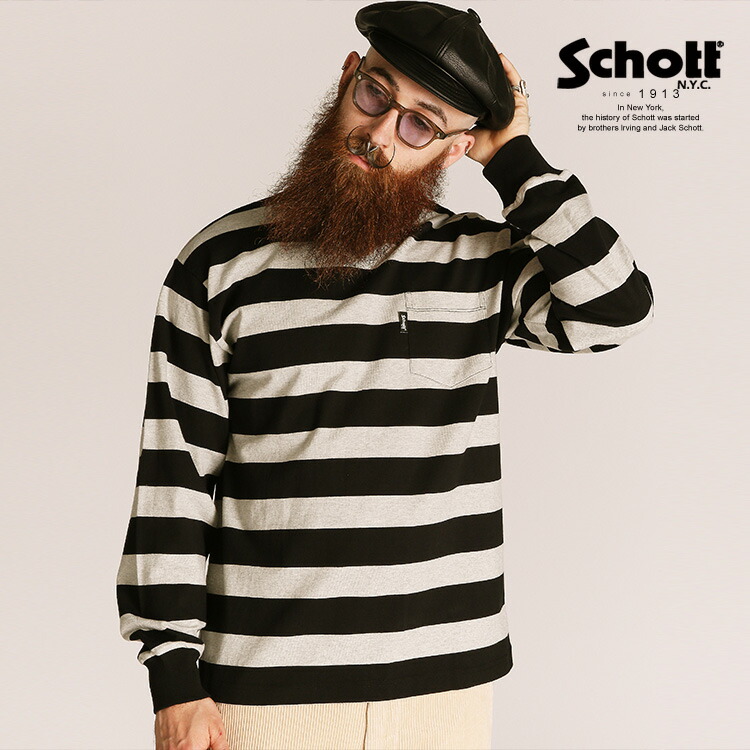 Schott/打つこと 堅苦しさ通信販売 |WIDE BORDER L/S T-SHIRT/広広とした間借り人 ロンＴ