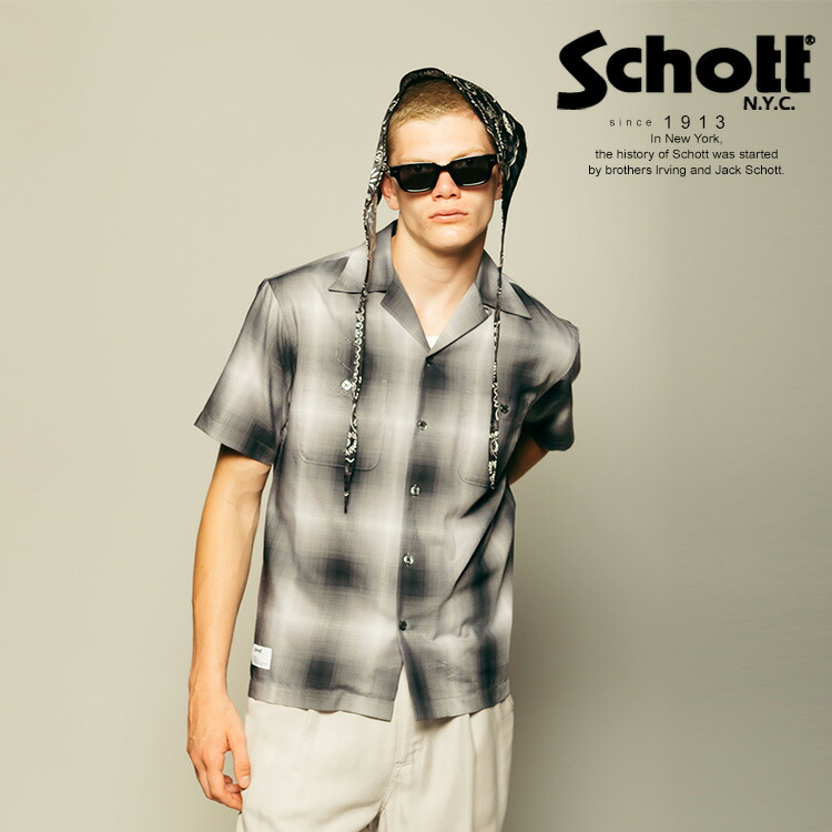 ★SALE|Schott/ショット 公式通販 |OMBRE SS SHIRT/オンブレ SSシャツ ※セール品につき交換返品不可｜Schott