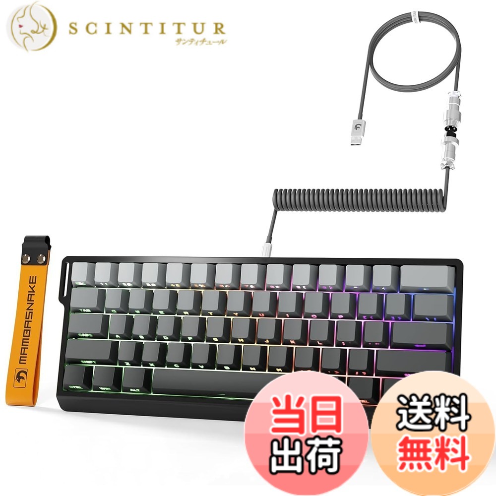 【送料無料】MAMBASNAKE X60HE ラピットトリガー ゲーミングキーボード 0.01mmRT 磁気スイッチ 8000hz ポーリングレート ワイヤレス HEセンサー 0.125ms 超低遅延 SnapKeys SOCD ノーデッドゾーン 60キー テンキーレス ホットスワップ RGB サイドプリント PB 色：グレー