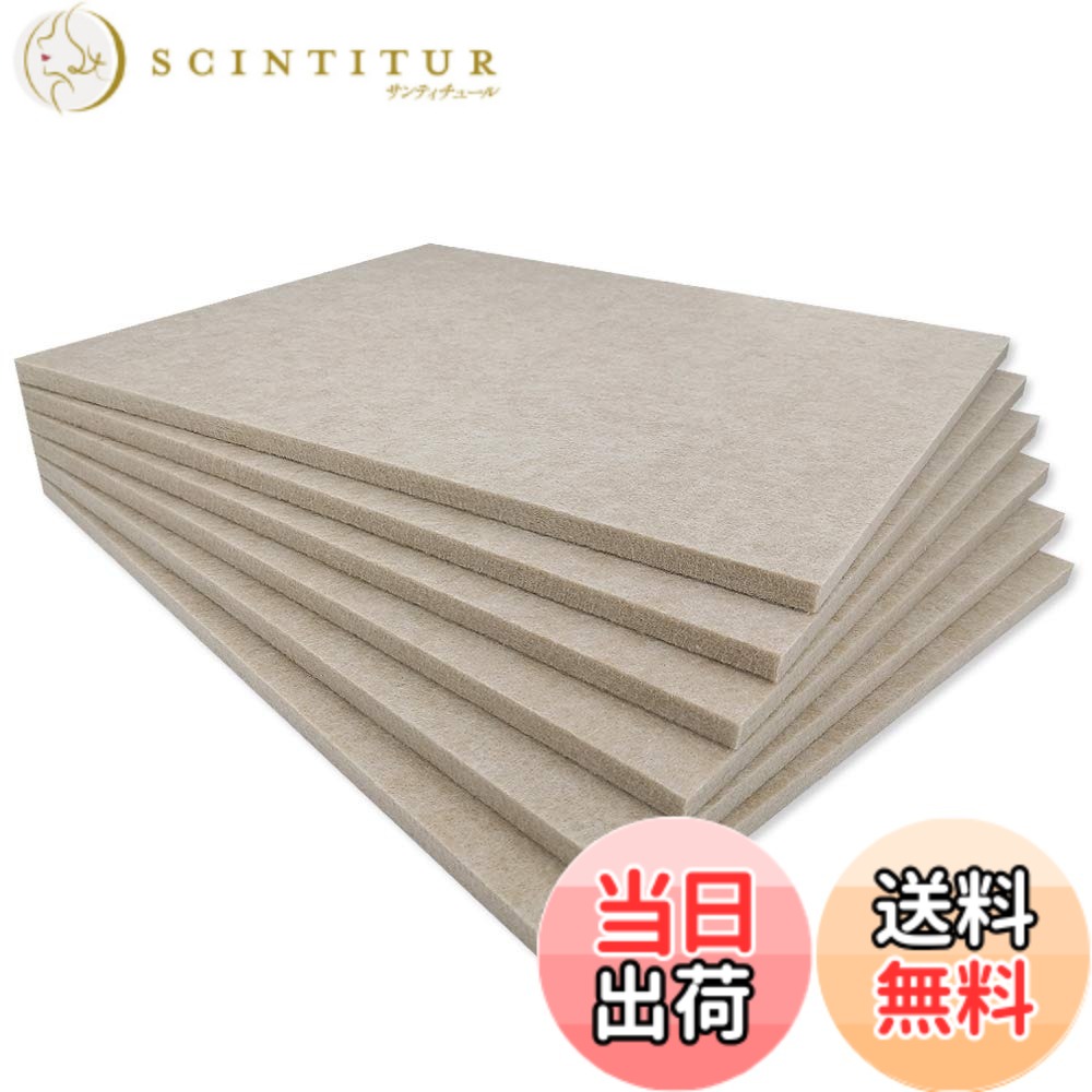 【送料無料】TroyStudio 吸音材 吸音パネル 400 x 300 x 12mm 6枚入 - 吸音 防音 ボード 吸音ボード 壁 壁面 天井 床 簡単 壁に貼る 防音材 騒音 対策 フェルト 防音パネル 色：らくだ色、サイズ：800 x 600 x 12mm 6枚入
