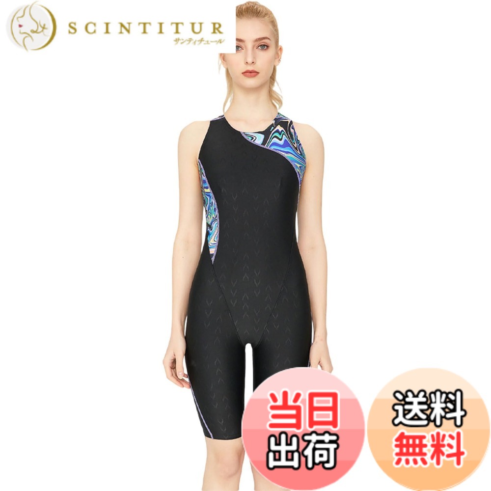 【送料無料】[LLWAAV] 競泳水着 レディース 競泳用水着 女性 水着 体型カバー フィットネス水着 レディース スイムウェア 女性用 色：7-黒と紫、サイズ：XL