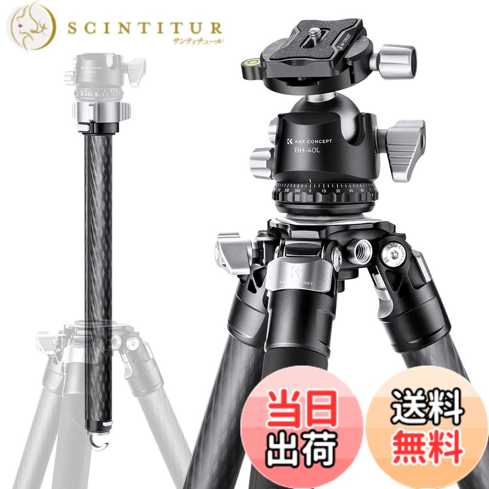 【送料無料】K&F Concept カーボン三脚 DSLRカメラ ビデオカメラに適用 色：ブラック、サイズ：X284C2+BH40