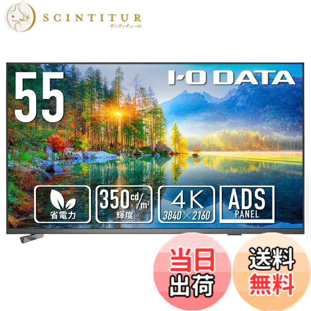 【送料無料】アイ・オー・データ IODATA 4Kモニター 高精細 大画面 色：ブラック、サイズ：55インチ/18時間連続稼働対応/輝度350cd/m2｜サンティチュール